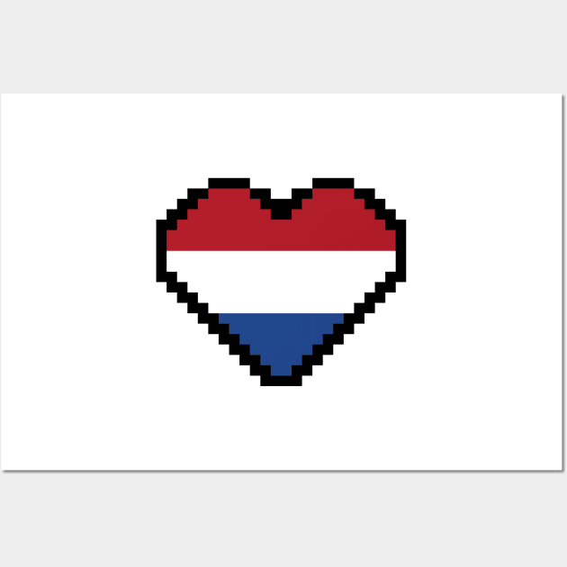 Dutch Flag Pixel Art, Flag of the Netherlands pixel art Wall Art by mrsupicku